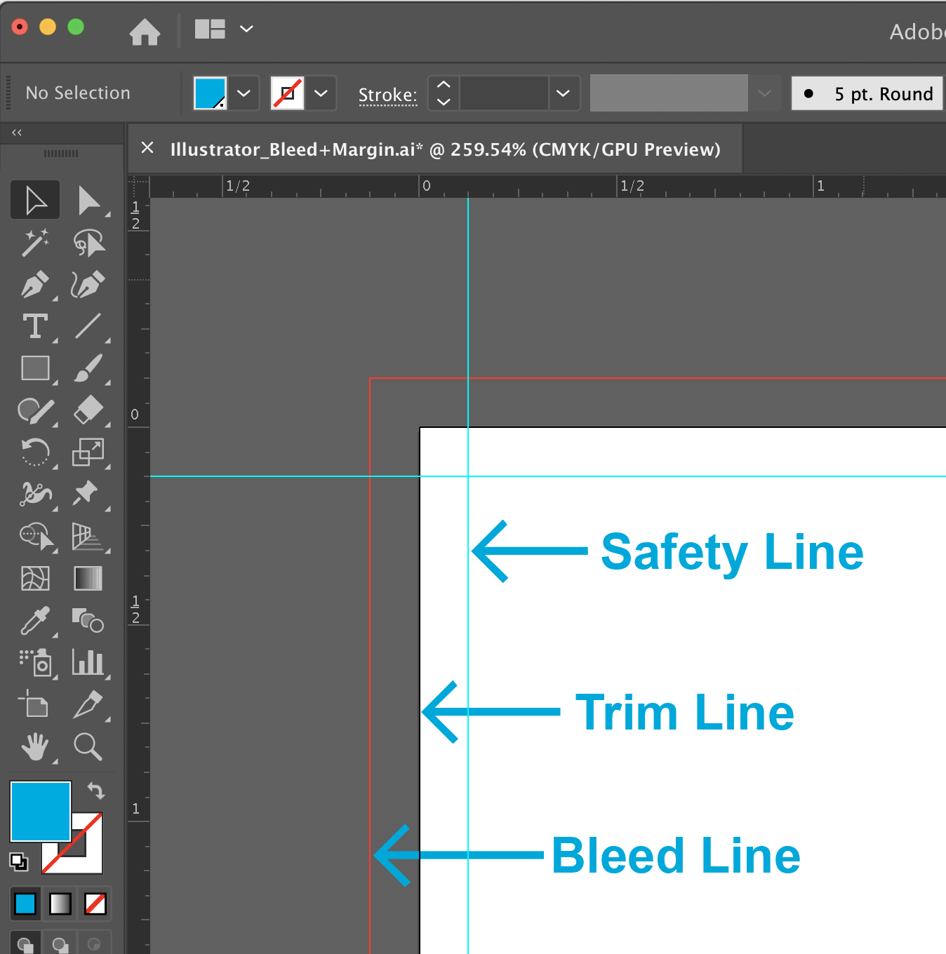 Closeup of Rulers and Guides with Bleed