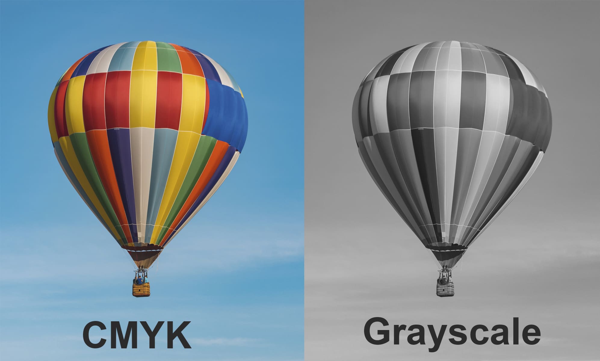 Grayscale vs CMYK Image