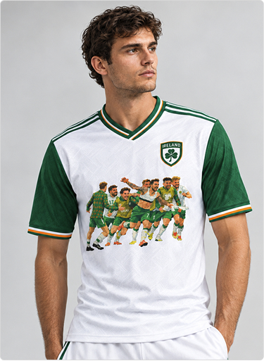 Green and white round-neck shirt