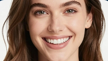Smiling woman showing her teeth