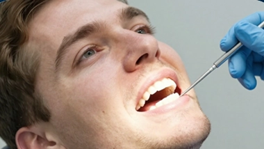 Patient receiving a dental examination
